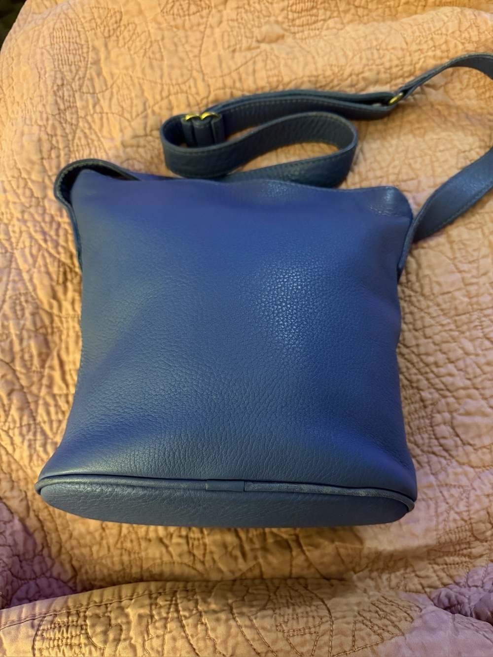 Classic Navy Leather Crossbody Bag in periwinkle,
